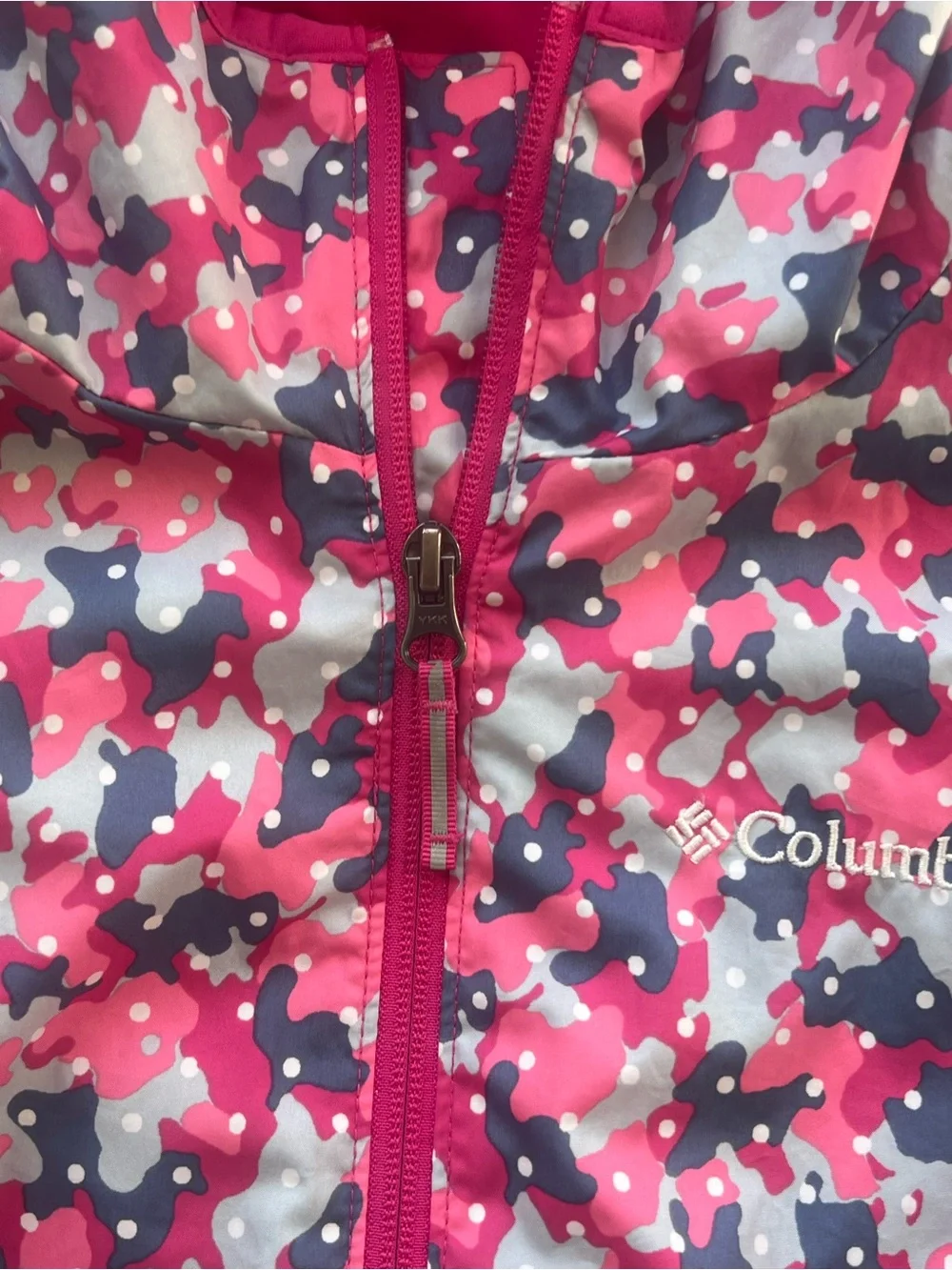 Columbia Pink & Purple Girl’s Hooded Rain Outdoor Athletic Zip Jacket Sz M